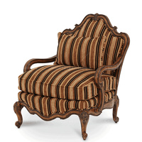 Fauteuil bas à dossier bas en bois sculpté de style français de luxe de conception américaine Salon Fauteuil Berger