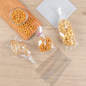 Bolsa con fuelle para restaurante, 4x2.3x8 pulgadas, transparente, de plástico apto para alimentos, para almacenar dulces, galletas y palomitas, paquete de 100 unidades - Product Image 6
