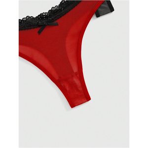FOXA Paquete de 3 tangas para mujer con estampado de leopardo, ribete de encaje, cintura baja, sin costuras, bragas con lazo, ropa interior - Product Image 3