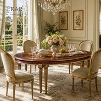 Aurelian Oval Burl &amp;   Table à manger dorée |   Table de conférence de luxe de style néoclassique français à huit pieds - EKAR
