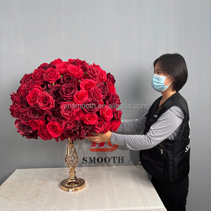 Liscio di alta qualità artificiale rosa rossa fiore Runner matrimonio rosso composizione floreale rosso Set di fiori - Product Image 3