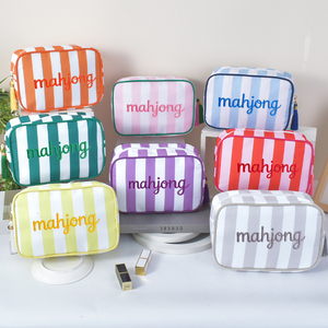Sac de rangement élégant brodé pour tuiles de Mahjong américain – Étui portable zippé pour le voyage et les soirées - Product Image 2