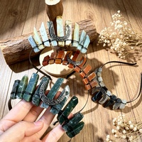 Diadema de Cristal Natural Hecha a Mano, Serie Negra, Accesorio Moderno para Mujer, Estilo Europeo Americano, para Sesiones de Fotos