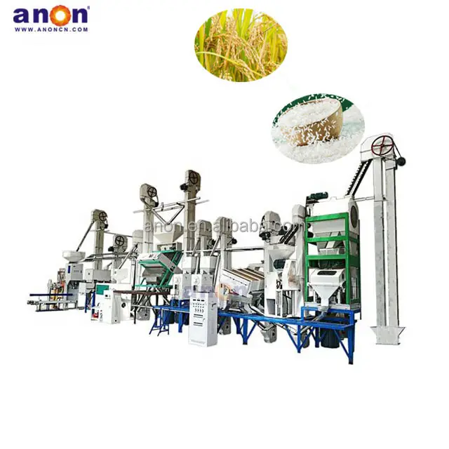 ANON 30-40 toneladas por día Máquina de molino de arroz grande automática de alta velocidad con arroz completo Máquina de molienda de arroz portátil de alta calidad