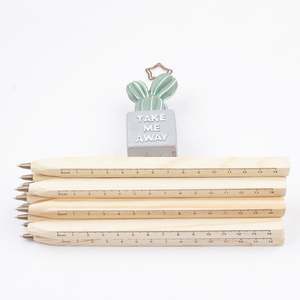 Papelería de Estilo Nuevo, Regla de Madera Hecha a Mano, Diseño Ecológico, Manualidades, Bolígrafo Multifunción, Logotipo Personalizado, Negro/Azul - Product Image 4