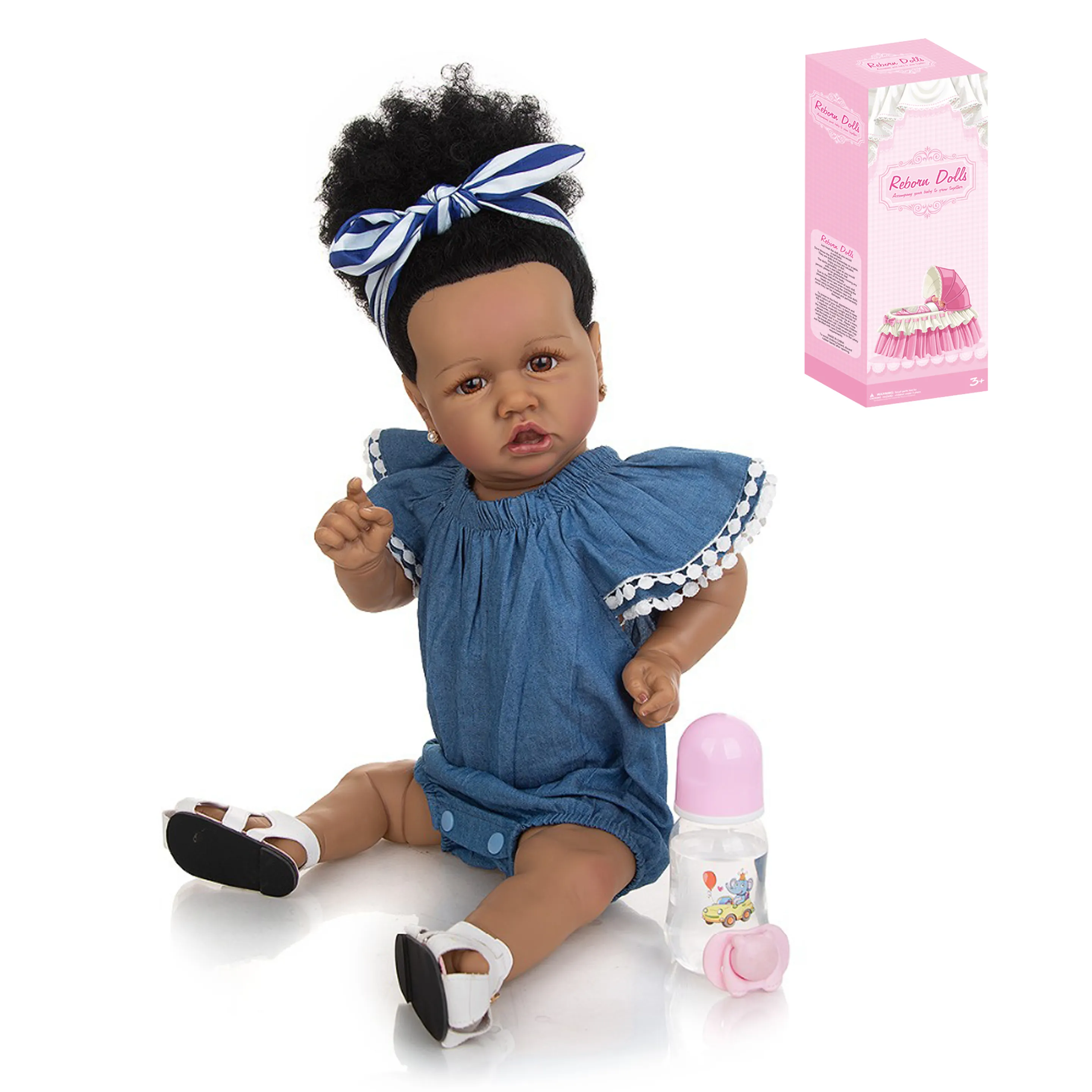 工場直販60cm23.6インチフルベビーシリコンリアルなアフリカの黒の赤ちゃん人形子供用