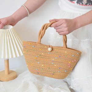 New trendy woven handbag, shoulder <b>bag</b>, crossbody <b>bag</b>, women's travel beach <b>bag</b>, tote <b>bag</b>, straw woven souvenir - Product Image 1