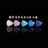 Pendientes de titanio G23 con ópalo de cuatro puntas, rosca interna, en forma de corazón, de colores, para la oreja, labio o cartílago, accesorio superior.