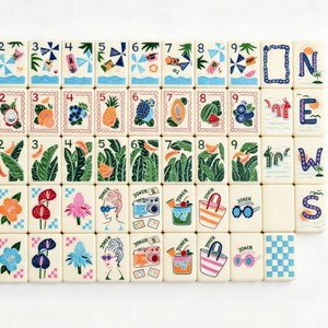 Nouvel ensemble de mahjong américain de luxe monocouche 2026, 160 tuiles, motifs floraux tropicaux, règles officielles NMJL, divertissement - Product Image 2