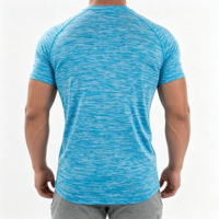T-shirt d'entraînement pour homme en polycoton et polyélasthanne 180 GSM, coupe ajustée, col rond, impression sérigraphique, séchage rapide, anti-boulochage, vente en gros OEM