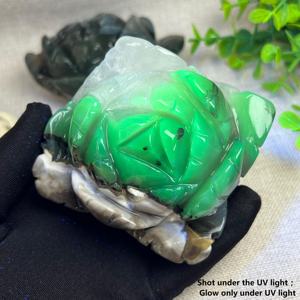 Flor de ágata volcánica Natural artesanal excelente luz UV efecto fluorescente energía curación cristal decoración cristal decoraciones - Product Image 4