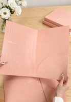 Carpeta de Presentación Personalizada de Lujo con Grabado en Relieve, Carpeta de Archivo A4 Rosa Mate para Uso en Inmobiliarias y Hoteles, Impresión OEM