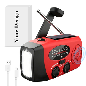 วิทยุฉุกเฉินน้ำหนักเบาแบบพกพา รุ่นฮิต พร้อมพอร์ตเชื่อมต่อ Type C วิทยุรับฟังสภาพอากาศ แบตเตอรี่สำรองความจุสูง 2000mAh วิทยุแบบมือหมุน - Product Image 1