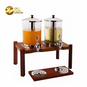 Dubbele Tank Industriële Houten Stand Sap Pot Drank Dispenser Voor Grote Partij Drank Dispenser