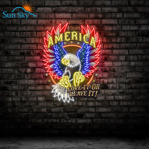 Drop Shipping Design personalizzato gratuito vari casa patriottico aquila insegna al Neon con bandiera americana ali luci al Neon - Product Image 4