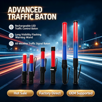 Bâton de signalisation LED fluorescent réfléchissant rechargeable, bâton de secours d'urgence avec sifflet et flash, avertisseur d'incendie portatif