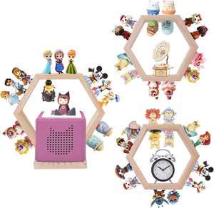Hexagon Tonie DIY Étagère flottante en bois magnétique Ensemble 3 supports de rangement muraux pour Tonie <span class=keywords><strong>Box</strong></span> pour enfants - Product Image 1