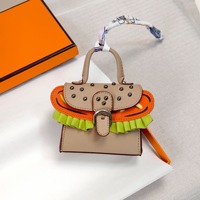 Porte-clés mignon en forme de mini-hamburger, porte-monnaie, étui pour écouteurs et rouge à lèvres avec motif géométrique en cuir