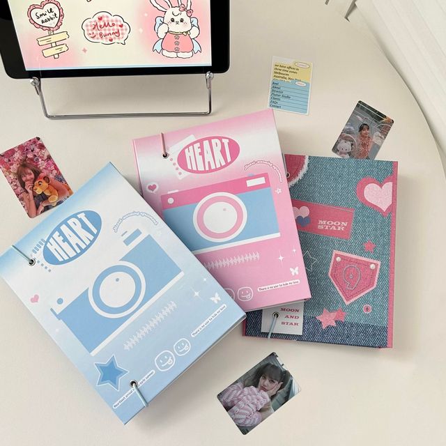 A5 Kpop Photocard Binders Collect Book Denim Hardcover Photo Cards Album Storage Student Notebook American Style Stationery