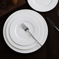 Ensemble d'assiettes à dîner rondes en céramique blanc pur de 10.5 pouces en vrac bon marché pour restaurant