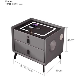 ตู้ไม้ข้างเตียงแบบชาร์จไฟได้สไตล์ยุโรปแก้วอัจฉริยะสีเทาอัจฉริยะ2เฟอร์นิเจอร์ตู้ข้างเตียงยาวพร้อมที่ชาร์จไร้สาย - Product Image 5