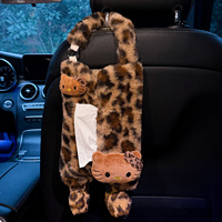 Boîte à mouchoirs de voiture de luxe à imprimé léopard, support en peluche pour papier, accessoire créatif et mignon pour siège arrière pour filles, décoration intérieure douce pour voiture