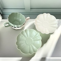 Fabricant d'équipement d'origine Ensemble de tasses et soucoupes en céramique de couleur et de motifs floraux personnalisables pour café et décoration intérieure Vente en gros en vrac