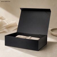 Boîte cadeau magnétique pliable noire mate, boîte rigide personnalisée avec logo pour vêtements, cosmétiques, emballage cadeau de luxe
