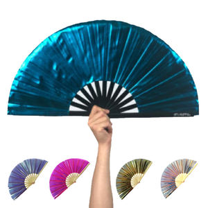 Abanico plegable de tela de bambú para uso en clubs nocturnos, abanico de Kungfu de gran tamaño, <span class=keywords><strong>precio</strong></span> personalizado de Arte Popular - Product Image 1