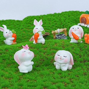 Dessin animé mignon lapin jardinage petit animal résine accessoires artisanat personnalisé maison micro paysage ornement vente en gros - Product Image 3