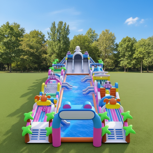 Piscine rectangulaire en acier métallique <span class=keywords><strong>pour</strong></span> enfants et adultes, avec toboggan gonflable et parcours d'obstacles, <span class=keywords><strong>pour</strong></span> l'extérieur - Product Image 3