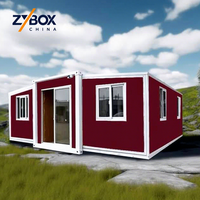 Maison Modulaire Préfabriquée Rouge Vin 20ft 40ft, Maison Conteneur Extensible de Luxe avec Toilettes pour le Marché des États-Unis, d'Australie et du Canada
