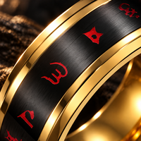 Bague de température JLM en acier inoxydable doré avec chiffres arabes et bande d'humeur rouge pour homme – Bijoux