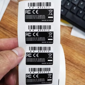 <strong>Custom</strong> Black Glossy Electronics <strong>Product</strong> <strong>Label</strong> Vinyl Waterproof Scratch Resistant Serial Number Sticker Sequential <strong>Barcode</strong> <strong>Label</strong> - Product Image 1