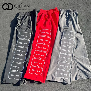 Pantalon de survêtement en nylon personnalisé, décontracté, avec logo imprimé à l'écran, coupe large, taille élastique, pour homme - Product Image 2