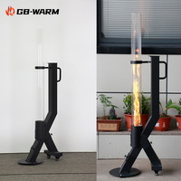 10 ans d'expérience Usine Nouveau Design Debout Mobile Visible Flamme Extérieur Chauffage à granulés de bois