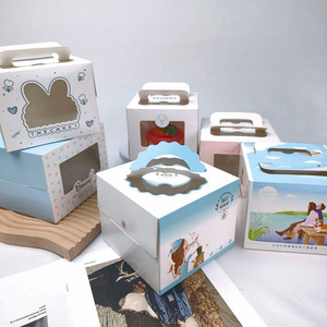 Caja portátil para hornear pasteles de cumpleaños, material grueso colorido con ventanas, 4 pulgadas, novedad - Product Image 3