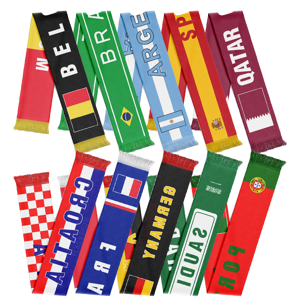 Flagns how benutzer definierte Logo 13x135cm Jacquard Strick Fan Schal National feiertag Schal Förderung Fußball Acryl Fußball Schal