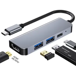 Desain terbaru 2023 USB 3.0 2.0 Hub Gaming PD 3.0 USB Hub 4 Port USB Hub dengan kekuatan HD-MI 4K