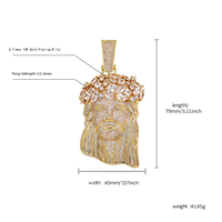 Collier haut de gamme pour homme, style hip-hop transfrontalier, avec pendentif en cuivre électroplaqué, entièrement orné de strass et de pierres de zircon, et chaîne en bambou