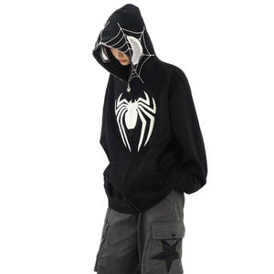 YOUCHEN <span class=keywords><strong>Felpa</strong></span> con Cappuccio Unisex di Alta Qualità, Zip Integrale, Ricamo con Strass a Forma di Ragno, Oversize, Felpe da Uomo - Product Image 4