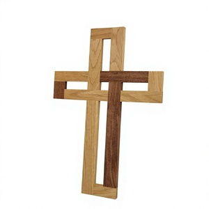 Escultura de Cruz de Madera para Pared, Arte Religioso Decorativo, Diseño Rústico para Decoración del Hogar, Sala de Estar, Navidad, Año Nuevo, Nacimiento de Bebé, Lavable - Product Image 5