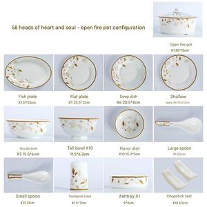 Juego de Vajilla de Porcelana Fina Jingdezhen de 58 Piezas, con Relieve Dorado, Estilo Chino, Platos y Tazones para Hoteles - Product Image 6