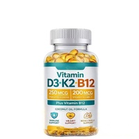 Marque privée, 60 capsules de vitamine D3 K2 B12, formule à l'huile de noix de coco, complexe vitaminique pour complément nutritionnel quotidien du corps