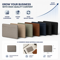 Tarjetero de Cuero Gris Taupe Neutro para Hombres y Mujeres en Viajes de Negocios con Diseño Delgado de Múltiples Ranuras para Tarjetas y Logotipo Personalizado