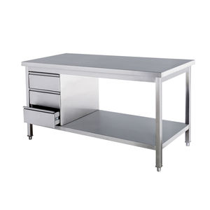 Edelstahl bank Hersteller Edelstahl-Arbeitstisch schrank mit Rollen Zweistufiger Schrank mit Schublade für große Küche - Product Image 1