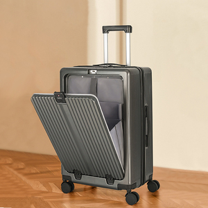 PC Material Front Open Suitcase Computer Separate Layer Multi-function <strong>Pull</strong> Rod Box USB Interface Suitcase in Large Stock - Product Image 5