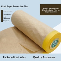Film de protection décoratif anti-poussière et anti-peinture en papier kraft écologique à haute viscosité, simple face, 15 m, pour meubles et pulvérisation