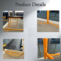Plateforme mobile pliable en acier Q195 jaune peint, type mini échafaudage en H, capacité de charge 400 kg, idéale pour supermarchés (produit identique), portable et facile à monter.