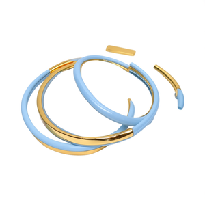 Brazalete de Moda en Acero Inoxidable 316L con Baño de Oro PVD, Resistente y Sostenible, en Color Azul y Dorado, Joyería para Mujer - Product Image 2